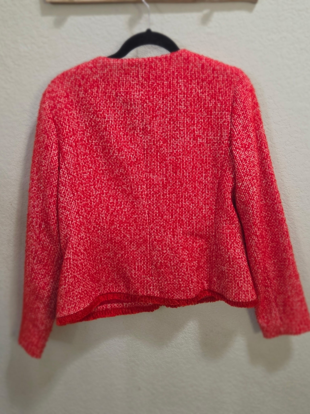 Talbots Red Tweed Collarless Jacket - Picture 2 of 7